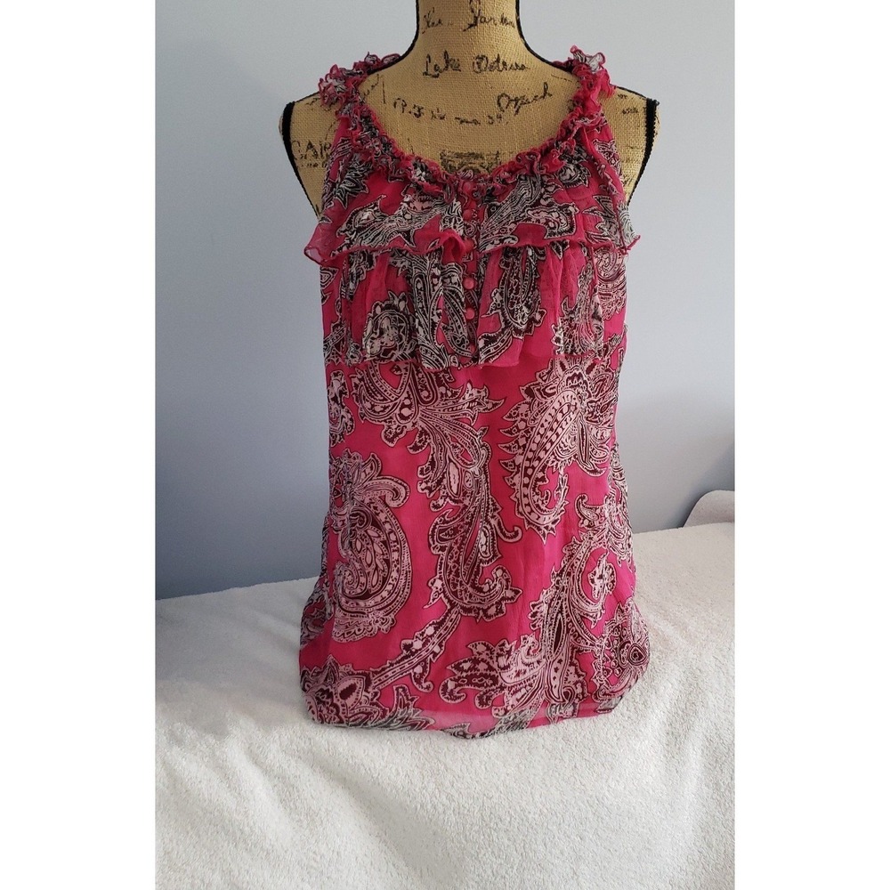 Marina Luna Silk Womans Sleeveless Blouse Size Large